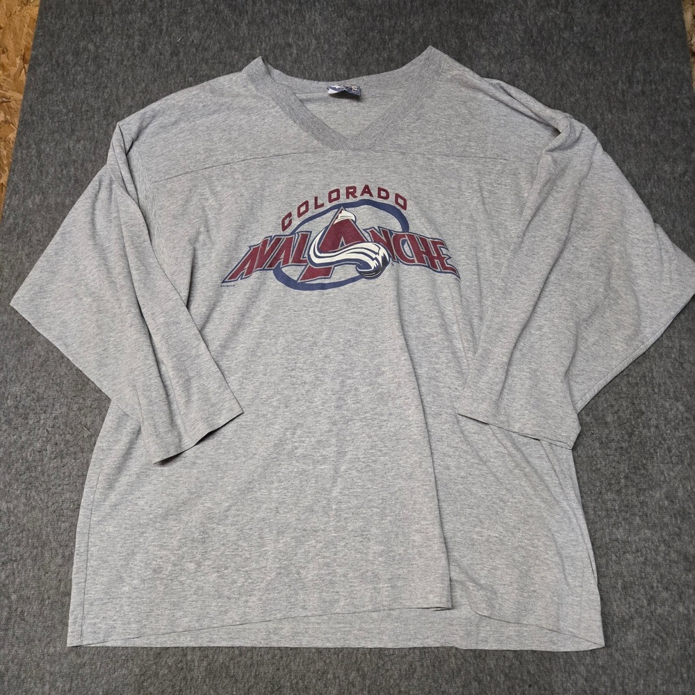 Vintage Lee Sport Colorado Avalanche T-Shirt Mens Large Gray NHL Hockey 95